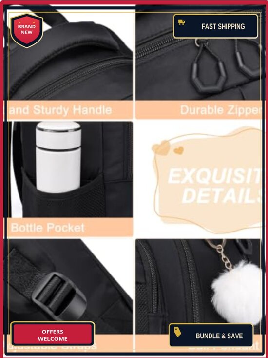 College Laptop Backpack for Women Teen Girls Daypack High School Travel main image 5